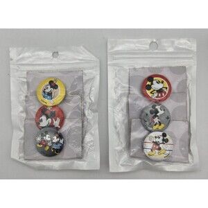 6 Disney Mickey Minnie Mouse Mini Button Pins‎ Set Lot New Backpack Jacket Hat